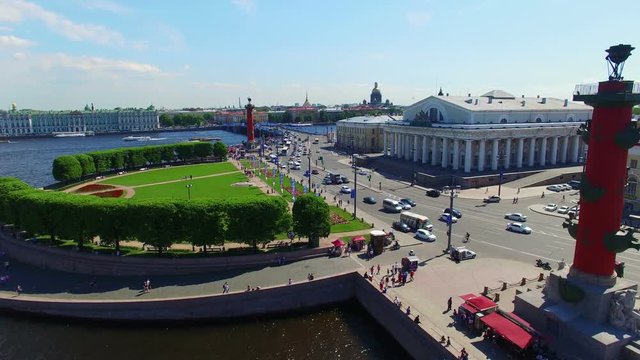 Saint-Petersburg aerial view on Vasilevsky island at sunny day