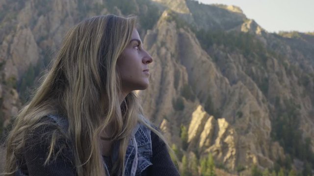 Portrait Of Young Woman Enjoying Nature In Utah Mountains