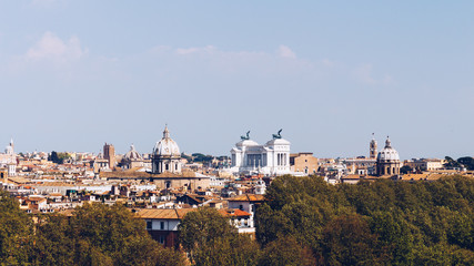 Fototapeta na wymiar Panoramic view over the historic center of Rome, Italy from Castel Sant Angelo