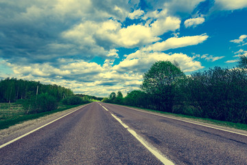 Fototapeta premium road and the meadows