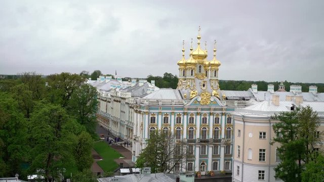 Catherine palace in Pushkin at cloudy day