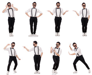 Obraz premium Young man with moustache isolated on white