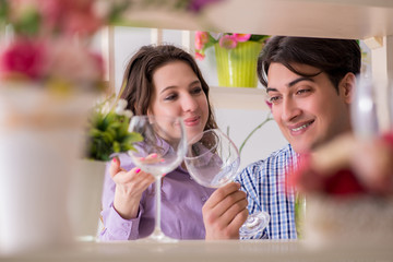Young family shopping in shop