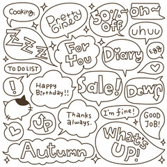 Set of Hand Drawn Speech and Thought Bubbles Doodle