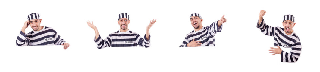 Convict criminal in striped uniform