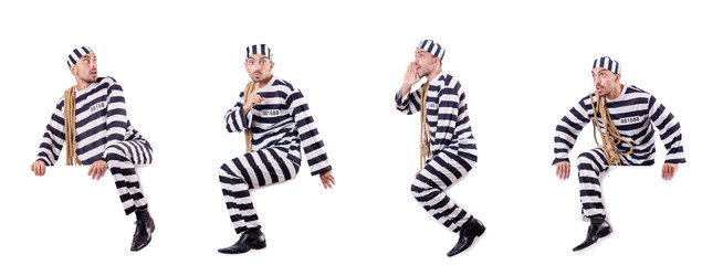Fototapeta na wymiar Convict criminal in striped uniform