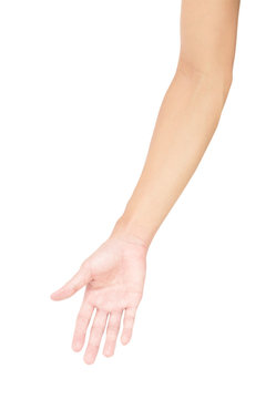 Man arm with blood veins on white background with clipping path, health care and medical concept