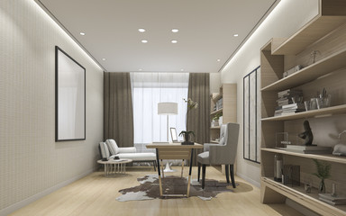Fototapeta na wymiar 3d rendering modern luxury working room 