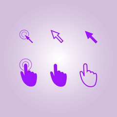Obraz premium Cursor pointer icons. Click press and touch actions. Flat style.