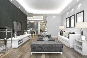 Naklejka na ściany i meble 3d rendering luxury and modern living room 