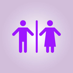 WC sign icon.  Male and Female toilet. Flat design.