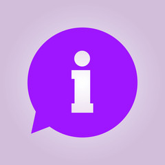 Info speech bubble symbol. Flat design style.