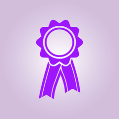  Badge with ribbons icon. Award rosette with ribbon simbol.