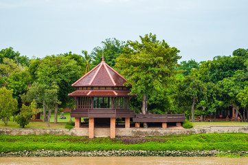 Fototapeta na wymiar Beautiful pavilion near a river