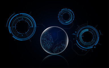 abstract futuristic globe with hud elements background