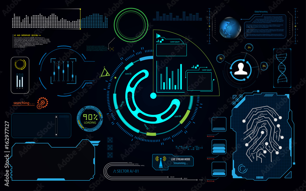 Poster hud gui user interface system security virtual concept background