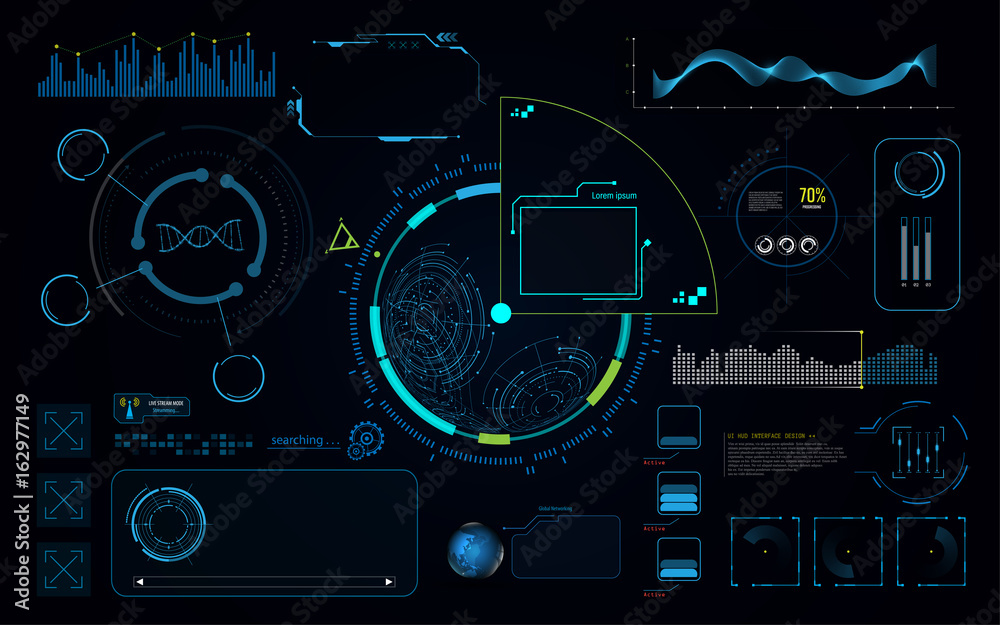 Poster hud ui screen dashboard template hi tech sci fi concept background