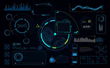 hud ui screen dashboard template hi tech sci fi concept background - obrazy, fototapety, plakaty