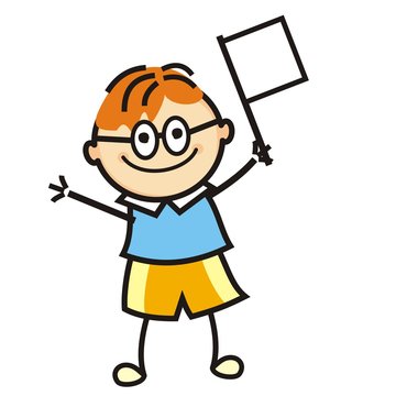 boy and sign, vector icon