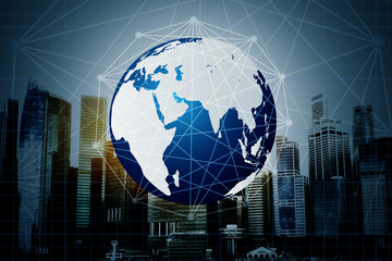 Social media with telecommunication technology, on abstract background, Connected lines. telecommunication concept. Best Internet Concept. Mixed media