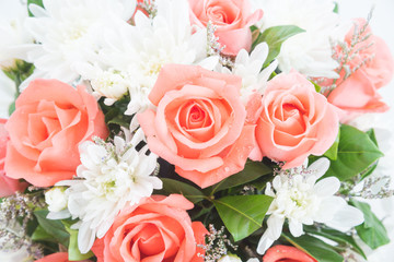 Closeup beautiful roses bouquet flower