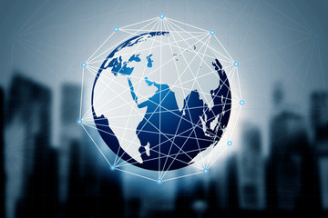 Social media with telecommunication technology, on abstract background, Connected lines. telecommunication concept. Best Internet Concept. Mixed media