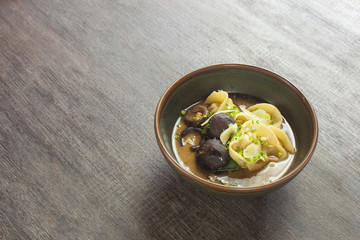 Dumpling soup with shiitak