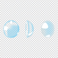 Realistic style vector illustration with contact lenses on transparent background