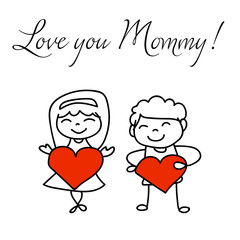 hand drawing cartoon character concept happy mothers day