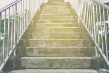 Fototapeta premium Concrete Stair of Overpass with Light Leak.