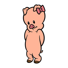 Cartoon Female Pig Vector Illustration