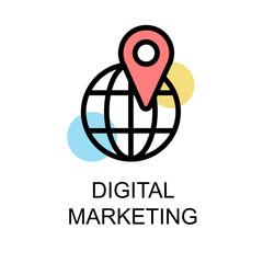 Obraz premium Digital marketing icon and sphere with nevigation on white background illustration design.vector