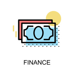 Finance icon and banknote on white background with illustration design.vector