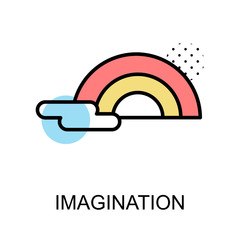 Fototapeta premium Imagination icon and rainbow on white background with illustration design.vector