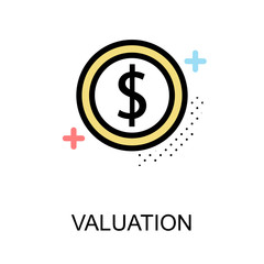 Valuation icon with coin on white background illustration design.vector