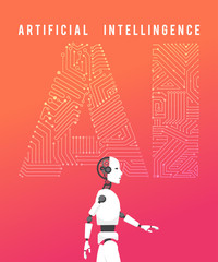 Artificial intelligence (AI) with high technology illustration design.vector