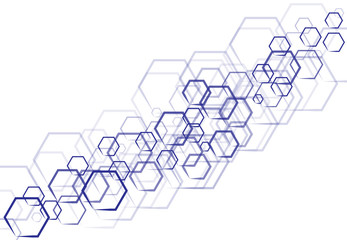 Vector technology blue hexagonal in shape that overlap on white background.