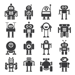 cute robot cartoon icons