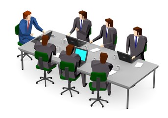 Business people meeting discussing office desk