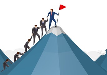 Business people team climbing top peak