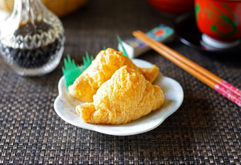 Closeup of inarizushi