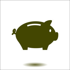 Piggy bank icon. Pictograph of moneybox. Flat design.