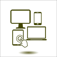 Smartphone computer tablet netbook symbol. Flat design.