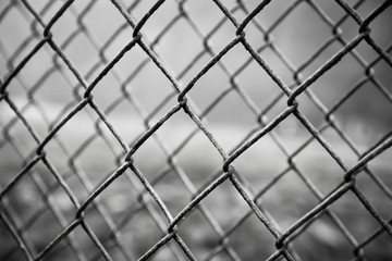 rusty steel mesh fence
