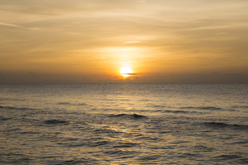 .Sunset sunrise golden sky over the sea Thailand.