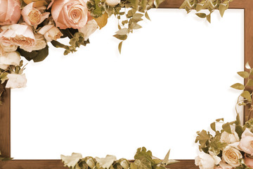 vintage rose flower wooden frame