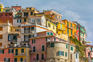 Fototapeta na wymiar view of Manarola, a small resort town on the territory of the Cinque Terre National Park