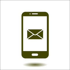 Smartphone email or sms icon. Mobile mail sign symbol.