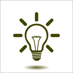 Light lamp sign icon. Idea bulb symbol. Flat design style.