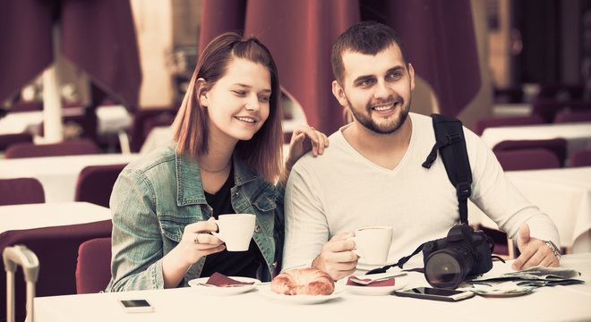 Young couple in cafe